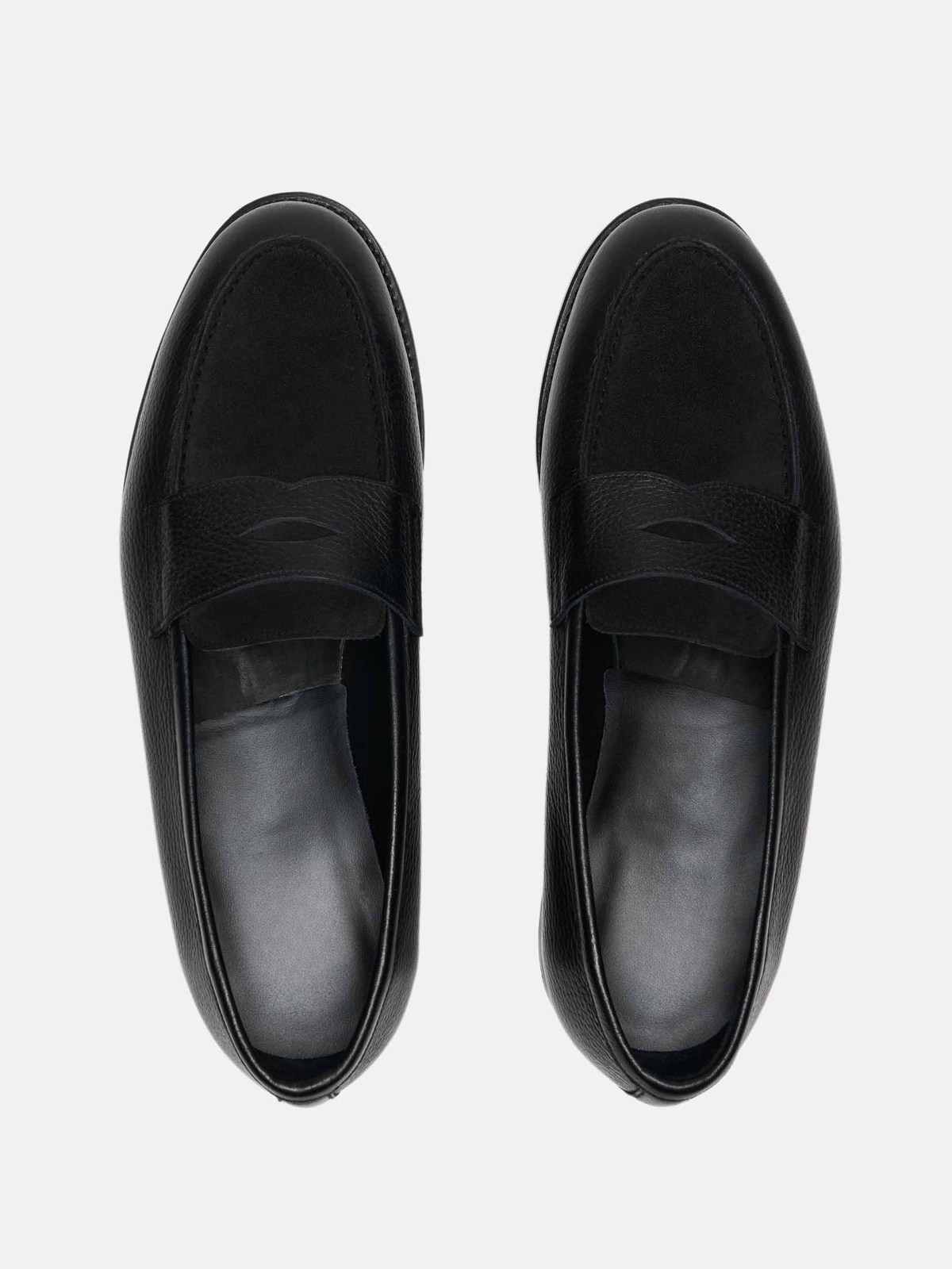 The Penny Loafer - Black Grain & Black Suede