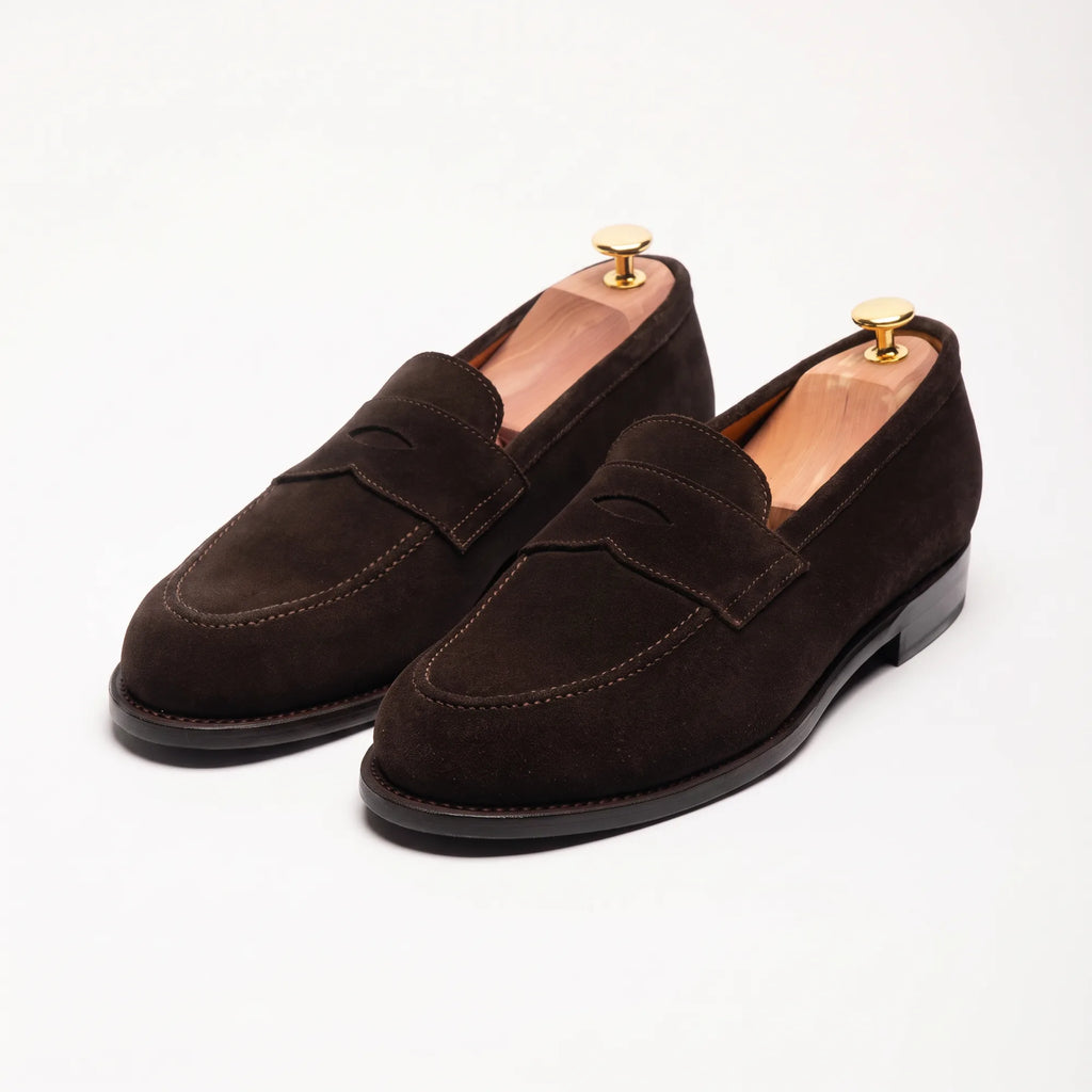 Men's Brown Suede Penny Loafers