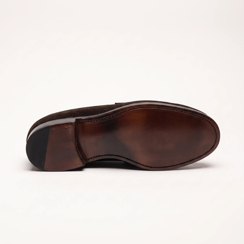 Men's Brown Suede Penny Loafers