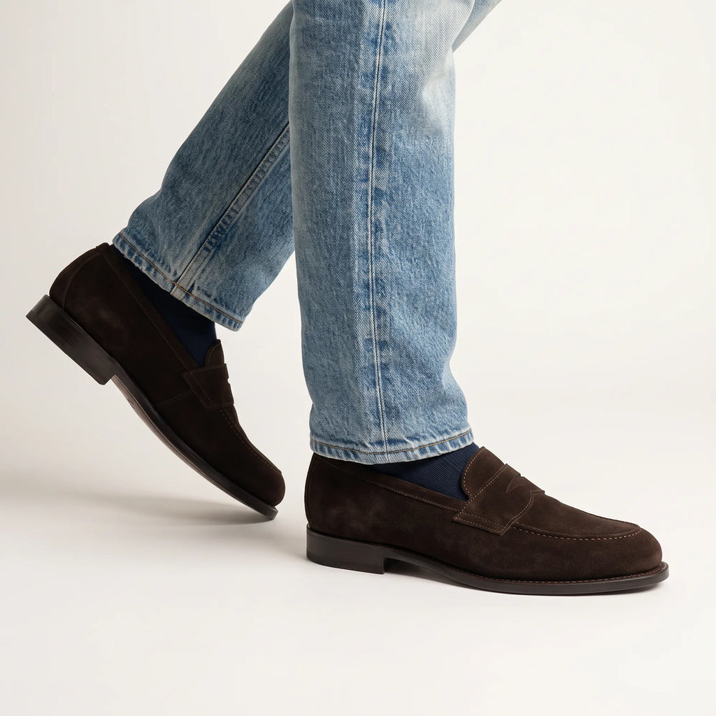 Men's Brown Suede Penny Loafers